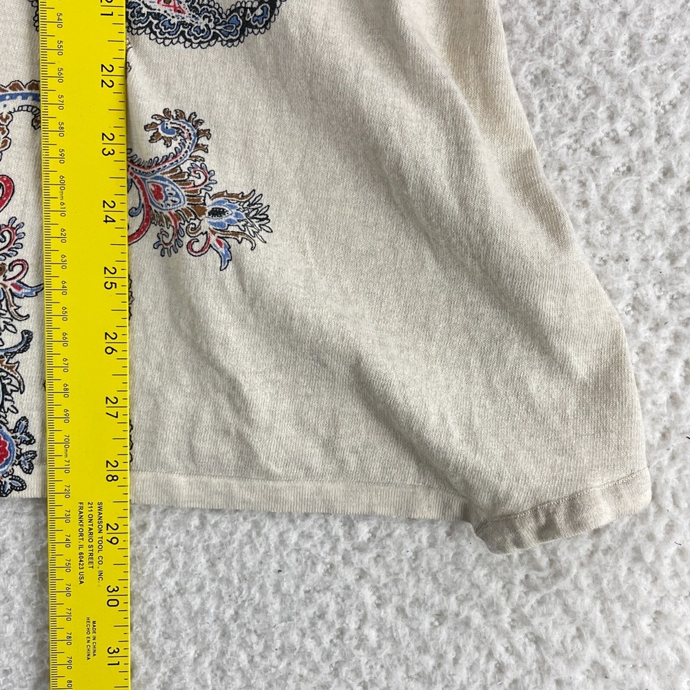 J. Jill Ivory Paisley Print Open Front Cardigan Sweater Womens 3/4 Sleeve Size L - Picture 7 of 12